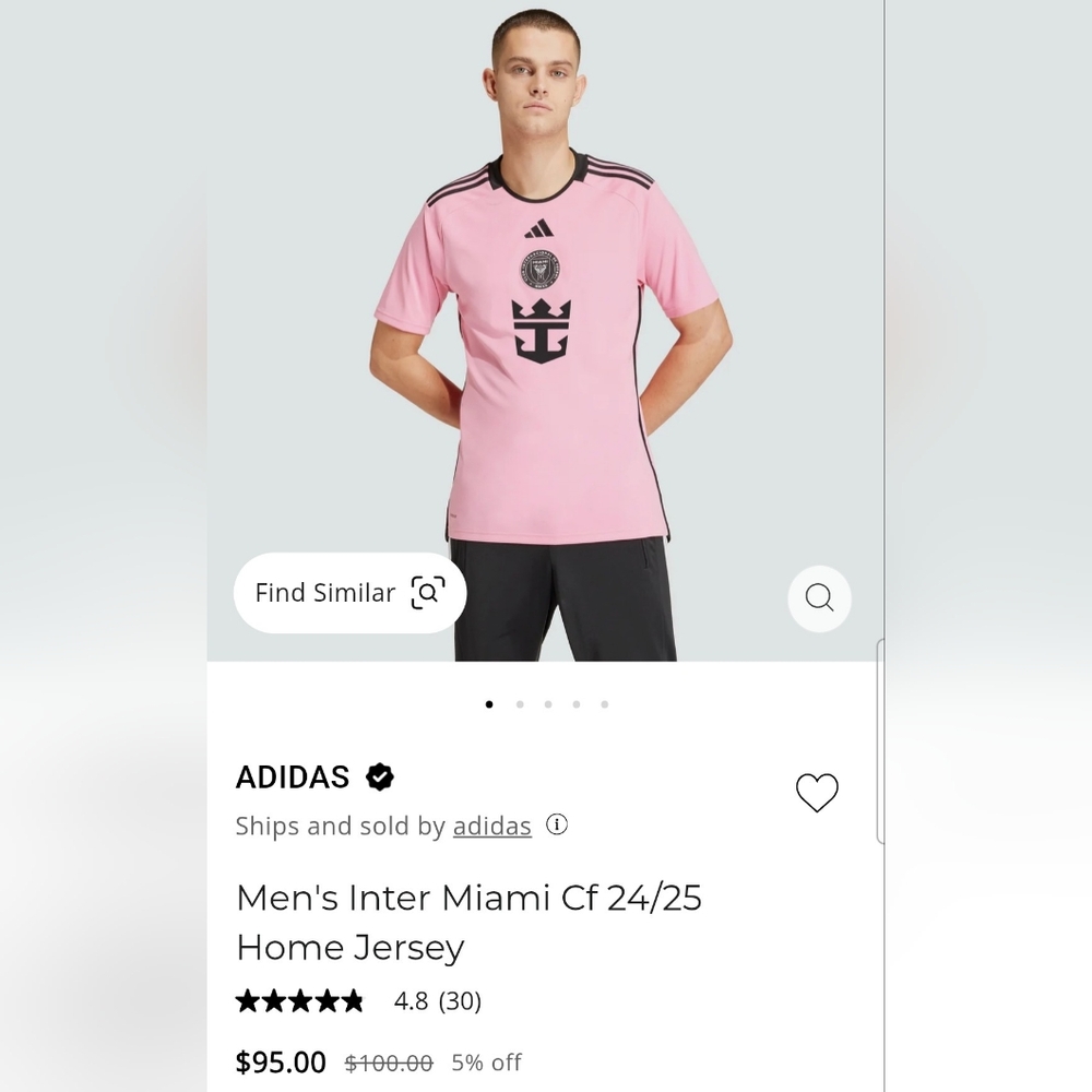 Brand New Adidas Men's Inter Miami CF 24/25 Home Soccer Jersey Multiple Sizes